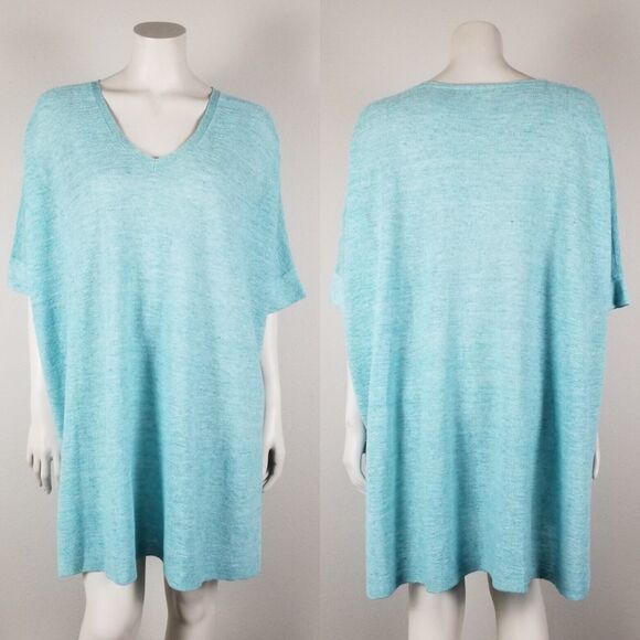Eileen Fisher Light Blue Lagenlook Organic Linen Melange Pullover Tunic Size S/M - Picture 1 of 15